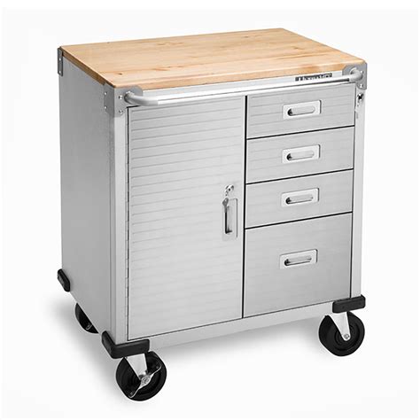 Garage Storage Cabinet with Wheels, Lockable Tool Cabinet with 